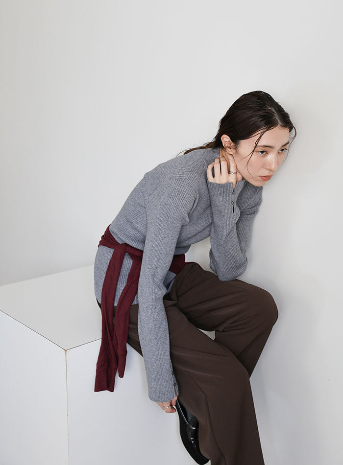 スリーブスリットプチハイリブニット