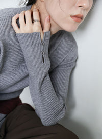 スリーブスリットプチハイリブニット