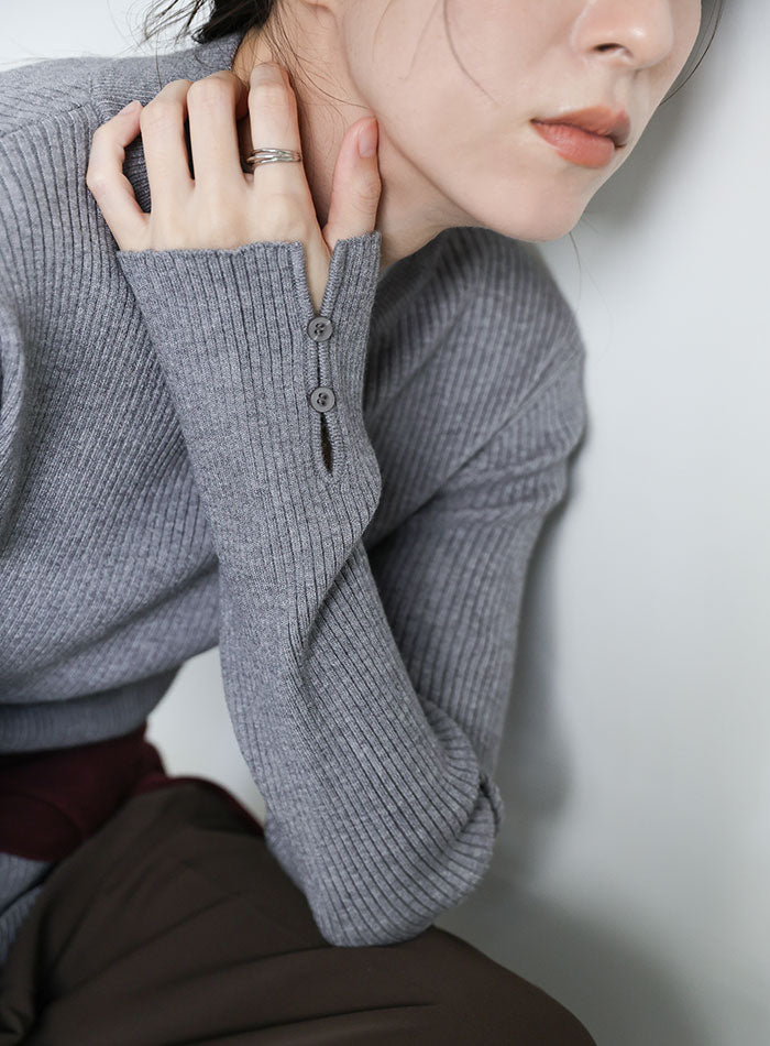 スリーブスリットプチハイリブニット