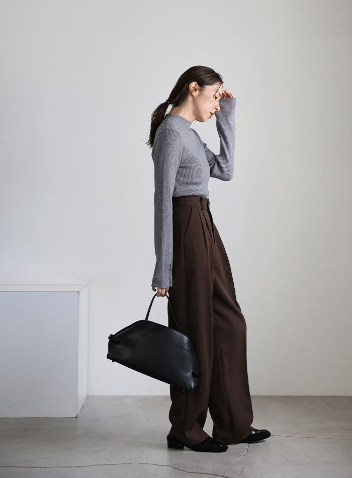 スリーブスリットプチハイリブニット