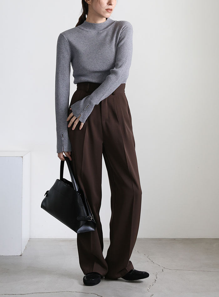 スリーブスリットプチハイリブニット