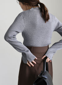 スリーブスリットプチハイリブニット