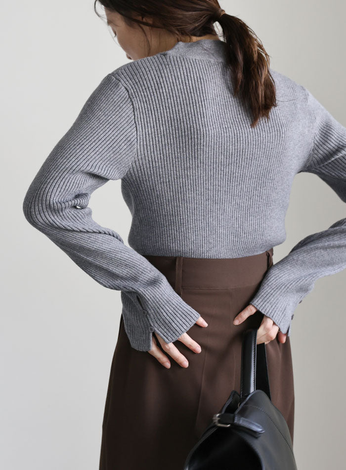 スリーブスリットプチハイリブニット