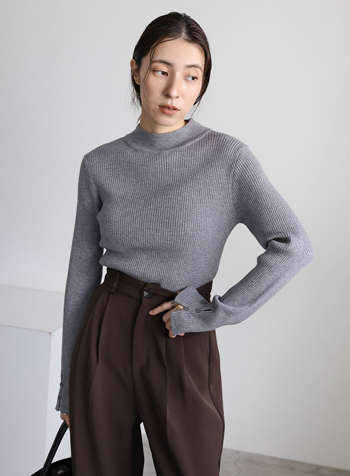 スリーブスリットプチハイリブニット