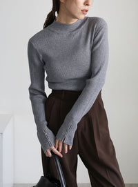 スリーブスリットプチハイリブニット