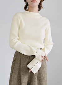 スリーブスリットプチハイリブニット