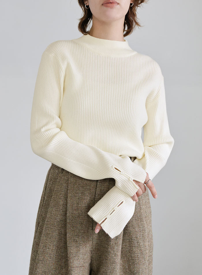 スリーブスリットプチハイリブニット