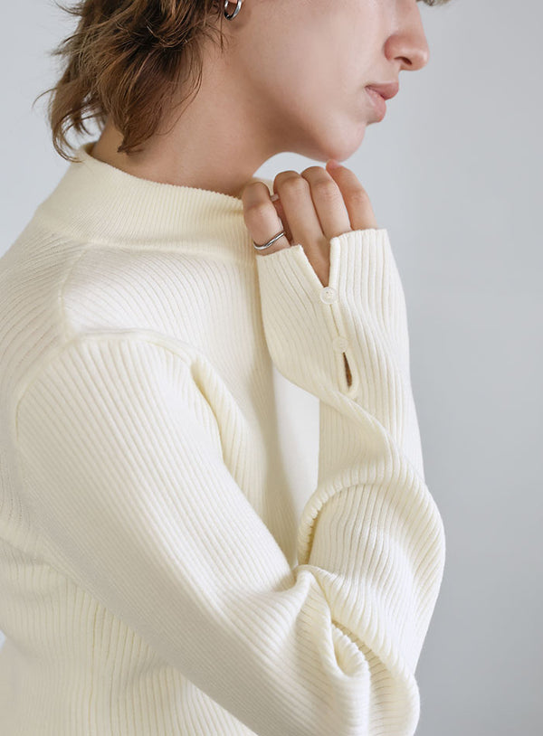 スリーブスリットプチハイリブニット