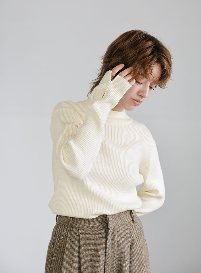 スリーブスリットプチハイリブニット