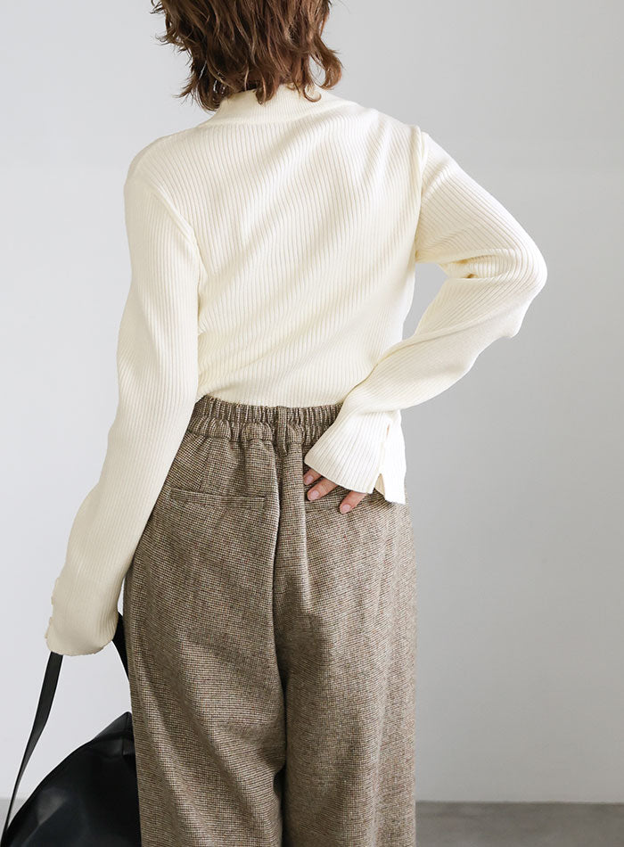 スリーブスリットプチハイリブニット