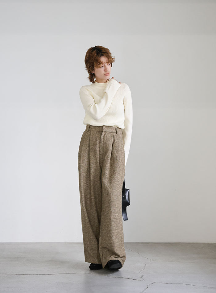 スリーブスリットプチハイリブニット