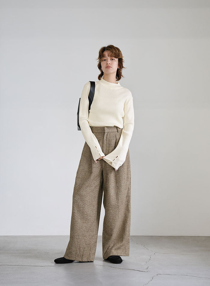 スリーブスリットプチハイリブニット