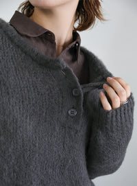 ヘンリーネックオーバーニット