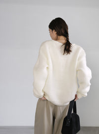 ヘンリーネックオーバーニット