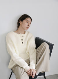 ヘンリーネックオーバーニット