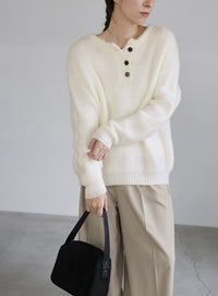 ヘンリーネックオーバーニット