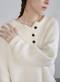 ヘンリーネックオーバーニット