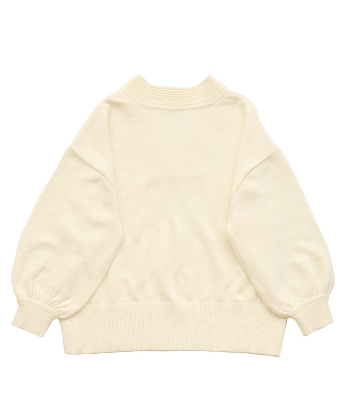 Vネックボリュームスリーブオーバーニット