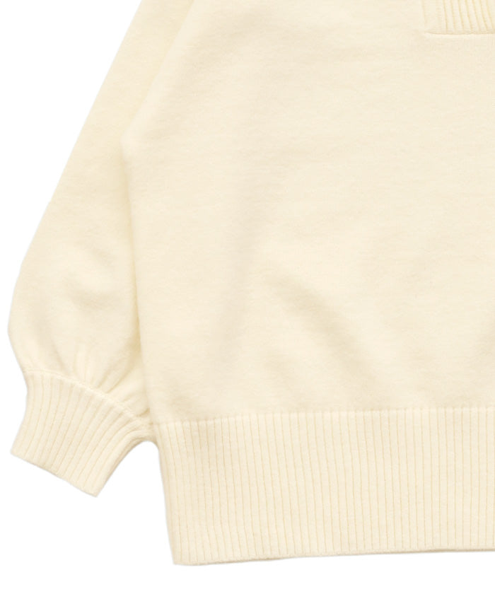 Vネックボリュームスリーブオーバーニット