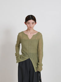 モヘアライクセンタースリットリブニット