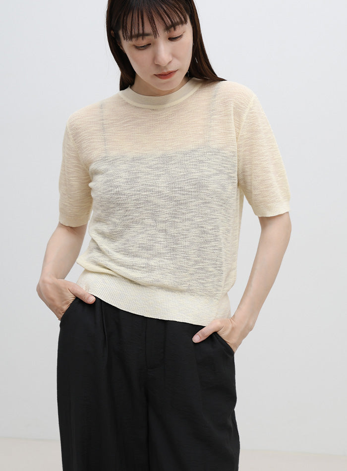 リブ編みシアークルーネックニット – SELECT MOCA