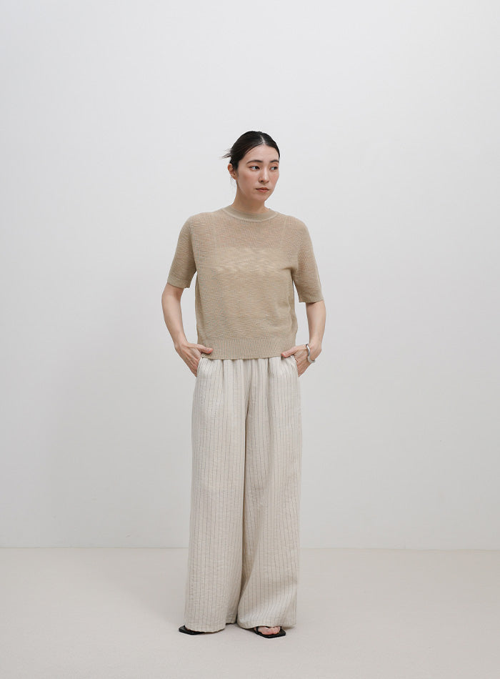 リブ編みシアークルーネックニット – SELECT MOCA
