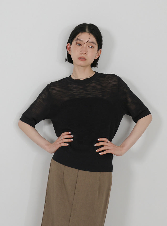 リブ編みシアークルーネックニット – SELECT MOCA