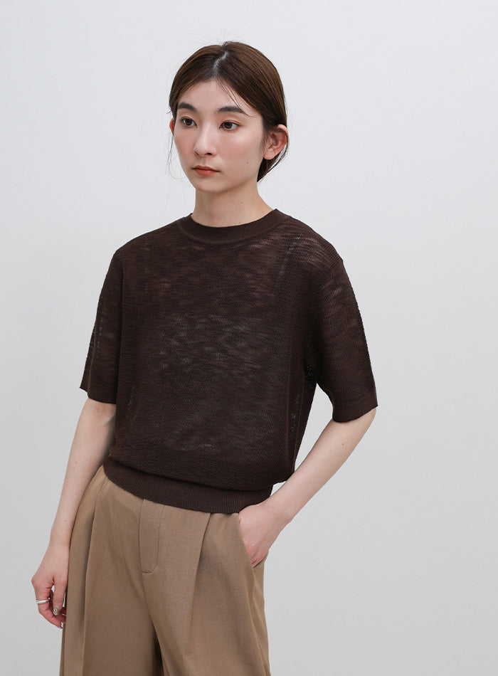 リブ編みシアークルーネックニット – SELECT MOCA