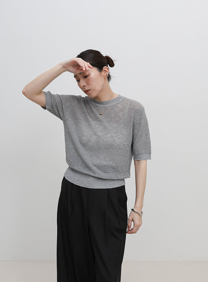 リブ編みシアークルーネックニット – SELECT MOCA リブ編みシアークルーネックニット – SELECT MOCA