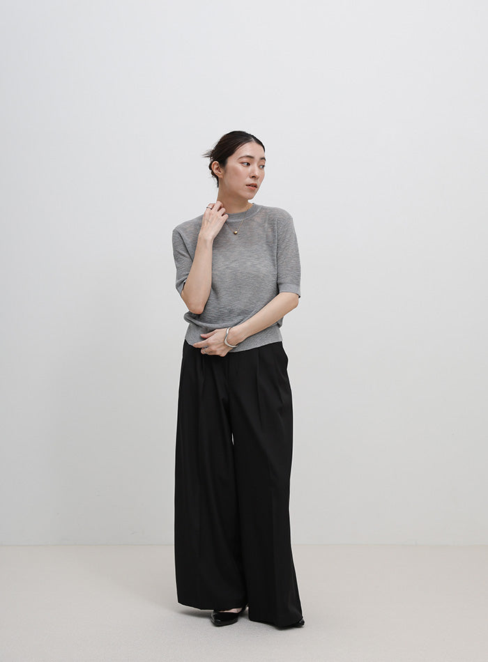 リブ編みシアークルーネックニット – SELECT MOCA