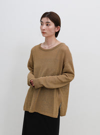 リネンブレンドシアールーズニット