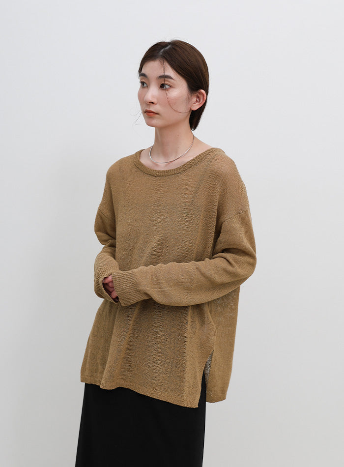 リネンブレンドシアールーズニット – SELECT MOCA