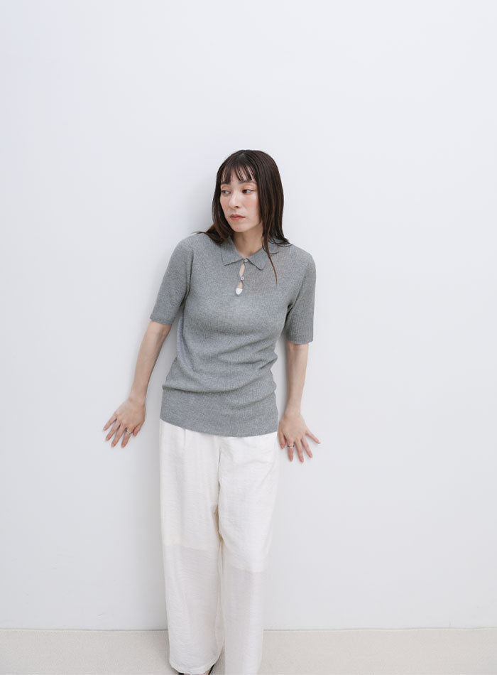 ドロップデザインシアーリブポロニット – SELECT MOCA