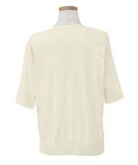【Et】Wrap-Style Half-Sleeve Light Knit