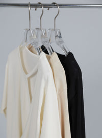 【Et】Wrap-Style Half-Sleeve Light Knit