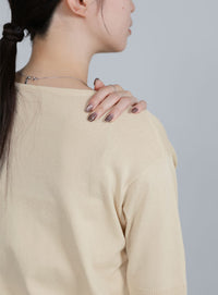 【Et】Wrap-Style Half-Sleeve Light Knit