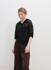 シアーサマーシンプルポロニット