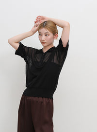 シアーサマーシンプルポロニット