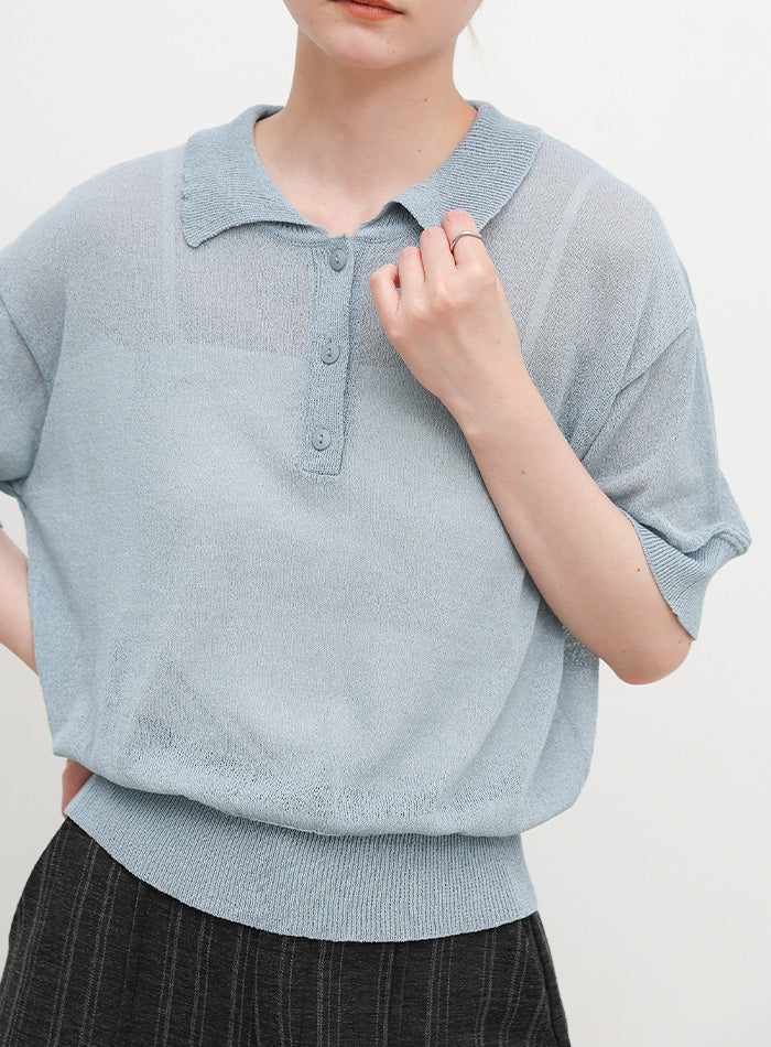 シアーサマーシンプルポロニット – SELECT MOCA