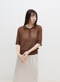 シアーサマーシンプルポロニット