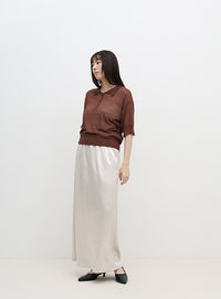 シアーサマーシンプルポロニット