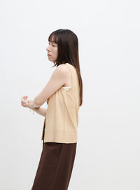 フロントボタンノースリーブニット