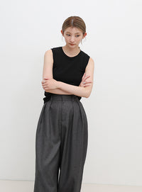 シンプルノースリーブサマーニット