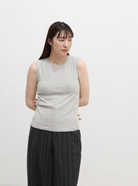 シンプルノースリーブサマーニット