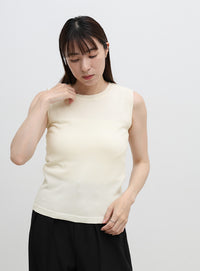 シンプルノースリーブサマーニット