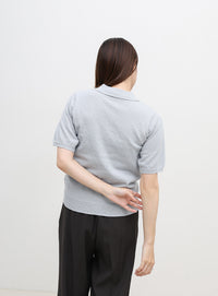 フロントボタンサマーポロニット