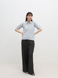 フロントボタンサマーポロニット