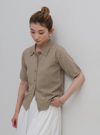 フロントボタンサマーポロニット