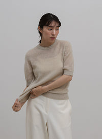 エアリーニットハーフスリーブトップス