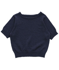 ネックデザインニットハーフスリーブトップス